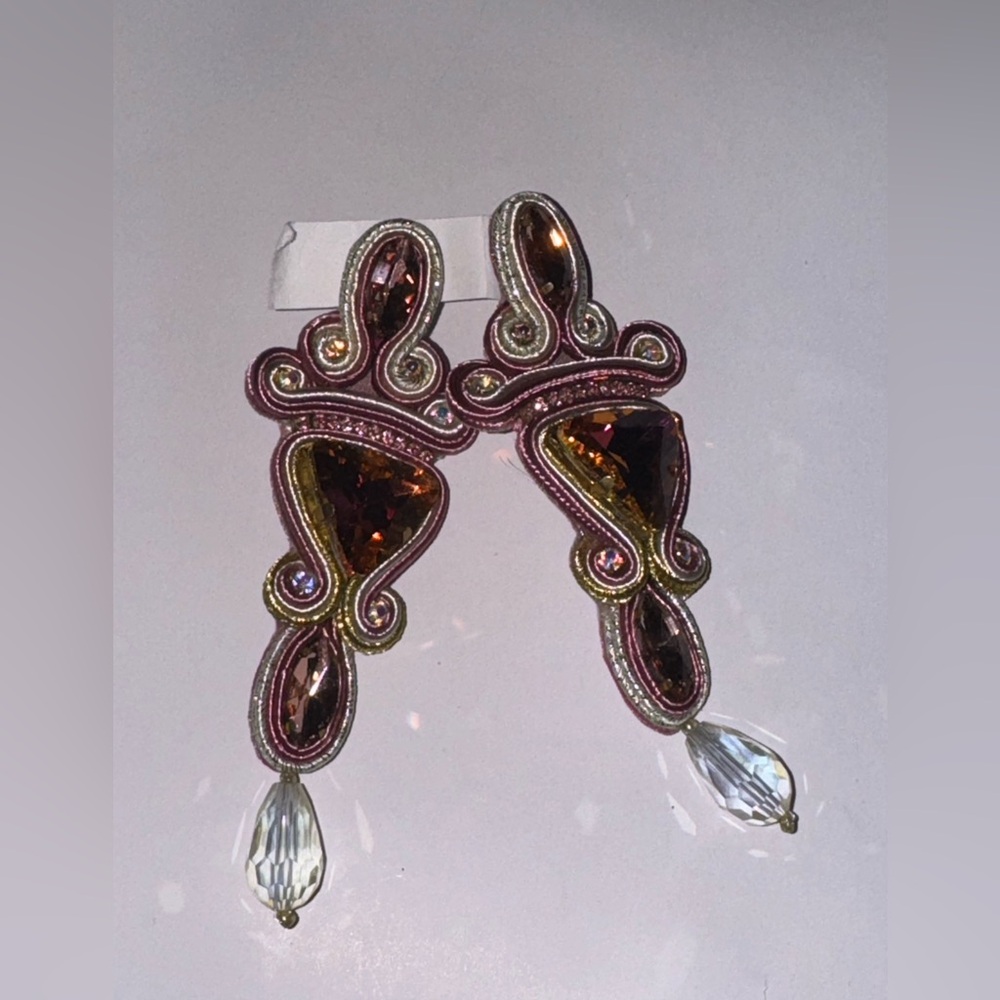 Elegant Pink and Gold Earrings
